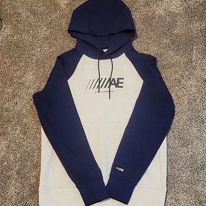 AE men's hoodie, navy/ivory, small